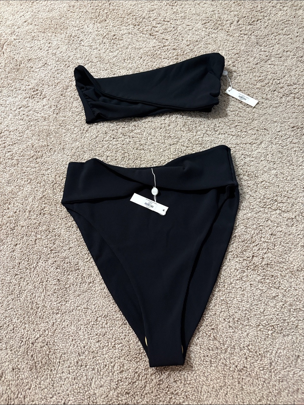 Citrine Black High-Waist Bandeau Bikini Set